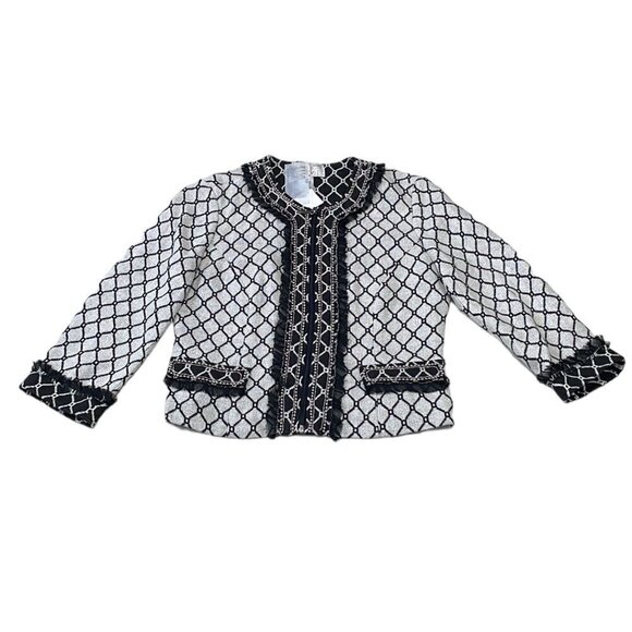 Alberto Makali Jacket NWT Knit Coat Beads Tulle Wool Black Gray Size Small S - Picture 4 of 16